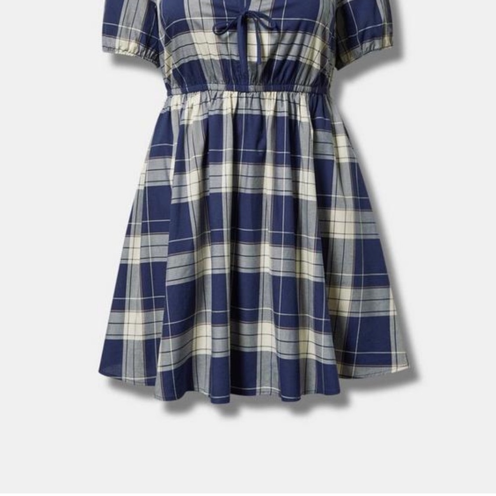 Torrid size 00 M/L Navy and White Plaid Kids Dress NWT